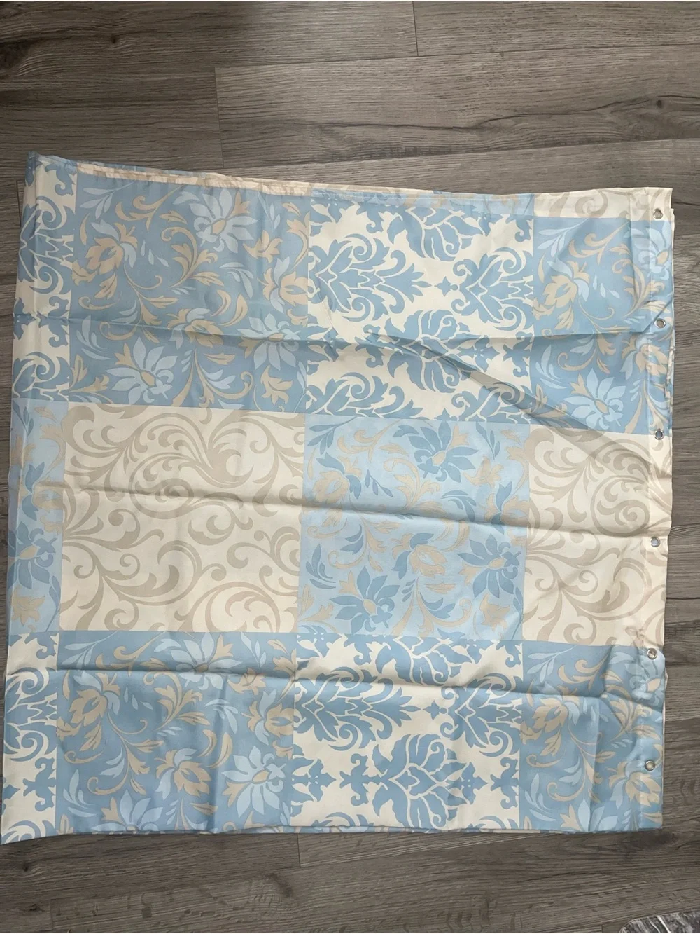 Vintage Gold Coast Blue Beige White Shower Curtain & Hooks Set‎ 13 Piece NEW